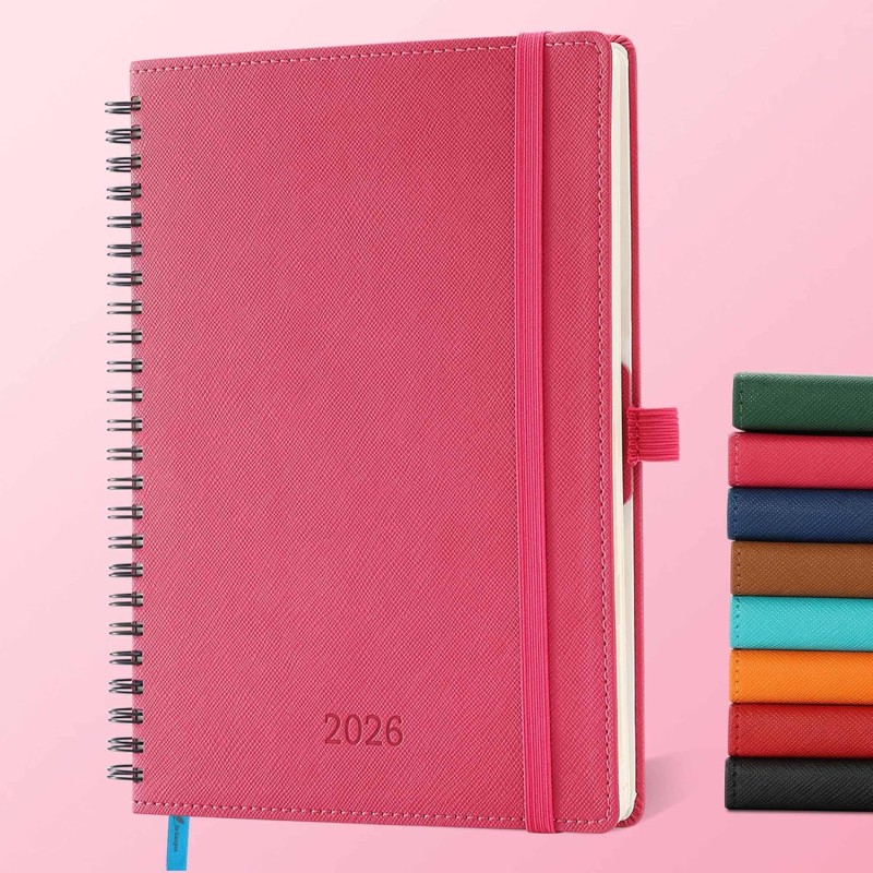Agenda 2026: Agenda Semainier A5 Moyen 21,9x16,4 cm Spirale, Planificateur Hebdomadaire D'Jan 2026 à Déc 2026(12 Mois) Scolaire,