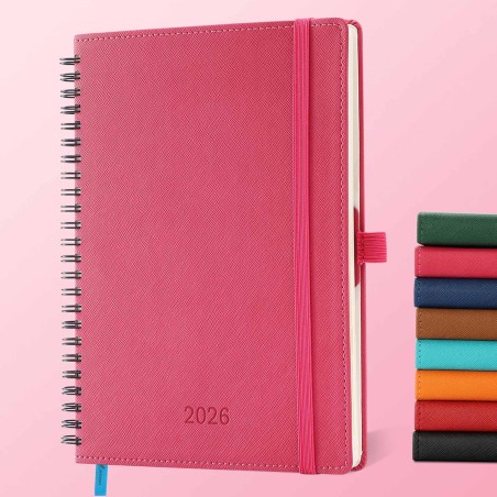Agenda 2026: Agenda Semainier A5 Moyen 21,9x16,4 cm Spirale, Planificateur Hebdomadaire D'Jan 2026 à Déc 2026(12 Mois) Scolaire,