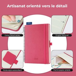 Agenda 2026: Agenda Semainier A5 Moyen 21,9x16,4 cm Spirale, Planificateur Hebdomadaire D'Jan 2026 à Déc 2026(12 Mois) Scolaire,