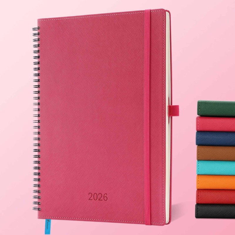 Agenda 2026: Agenda Semainier A4 Grande 29x21,7 cm Spirale, Planificateur Hebdomadaire D'Jan 2026 à Déc 2026(12 Mois) Scolaire, 