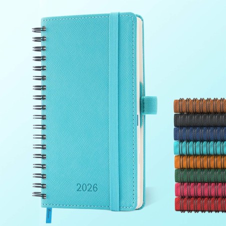 Agenda 2026: Agenda de Poche Semainier A6 Petit 16,4x9,6 cm Spirale, Planificateur Hebdomadaire D'Jan 2026 à Déc 2026(12 Mois) S