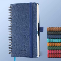 Agenda 2026: Agenda de Poche Semainier A6 Petit 16,4x9,6 cm Spirale, Planificateur Hebdomadaire D'Jan 2026 à Déc 2026(12 Mois) S