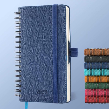Agenda 2026: Agenda de Poche Semainier A6 Petit 16,4x9,6 cm Spirale, Planificateur Hebdomadaire D'Jan 2026 à Déc 2026(12 Mois) S