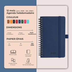 Agenda 2026: Agenda de Poche Semainier A6 Petit 16,4x9,6 cm Spirale, Planificateur Hebdomadaire D'Jan 2026 à Déc 2026(12 Mois) S