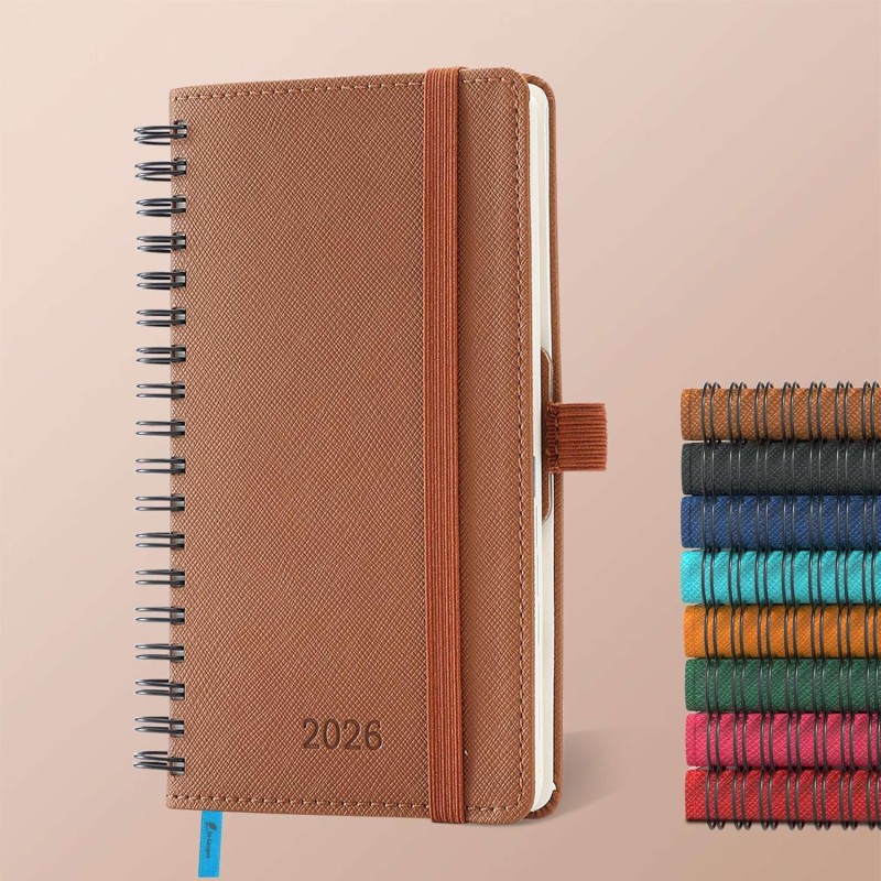 Agenda 2026: Agenda de Poche Semainier A6 Petit 16,4x9,6 cm Spirale, Planificateur Hebdomadaire D'Jan 2026 à Déc 2026(12 Mois) S