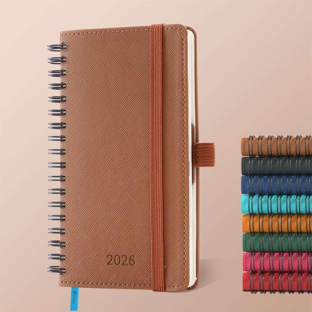 Agenda 2026: Agenda de Poche Semainier A6 Petit 16,4x9,6 cm Spirale, Planificateur Hebdomadaire D'Jan 2026 à Déc 2026(12 Mois) S