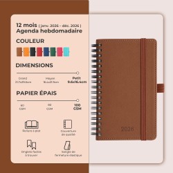 Agenda 2026: Agenda de Poche Semainier A6 Petit 16,4x9,6 cm Spirale, Planificateur Hebdomadaire D'Jan 2026 à Déc 2026(12 Mois) S