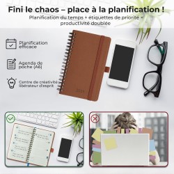 Agenda 2026: Agenda de Poche Semainier A6 Petit 16,4x9,6 cm Spirale, Planificateur Hebdomadaire D'Jan 2026 à Déc 2026(12 Mois) S