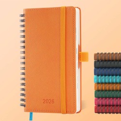 Agenda 2026: agenda de poche semainier a6 petit 16,4x9,6 cm spirale, planificateur hebdomadaire d'jan 2026 à déc 2026(12 mois) s