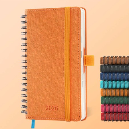 Agenda 2026: agenda de poche semainier a6 petit 16,4x9,6 cm spirale, planificateur hebdomadaire d'jan 2026 à déc 2026(12 mois) s
