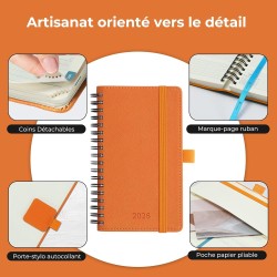 Agenda 2026: agenda de poche semainier a6 petit 16,4x9,6 cm spirale, planificateur hebdomadaire d'jan 2026 à déc 2026(12 mois) s