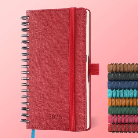 Agenda 2026: Agenda de Poche Semainier A6 Petit 16,4x9,6 cm Spirale, Planificateur Hebdomadaire D'Jan 2026 à Déc 2026(12 Mois) S