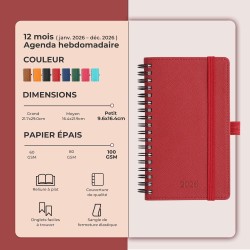 Agenda 2026: Agenda de Poche Semainier A6 Petit 16,4x9,6 cm Spirale, Planificateur Hebdomadaire D'Jan 2026 à Déc 2026(12 Mois) S