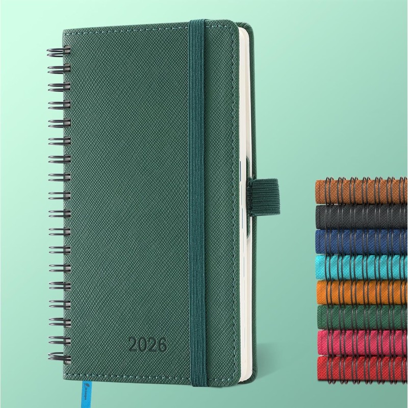 Agenda 2026: Agenda de Poche Semainier A6 Petit 16,4x9,6 cm Spirale, Planificateur Hebdomadaire D'Jan 2026 à Déc 2026(12 Mois) S