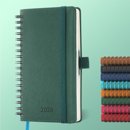 Agenda 2026: Agenda de Poche Semainier A6 Petit 16,4x9,6 cm Spirale, Planificateur Hebdomadaire D'Jan 2026 à Déc 2026(12 Mois) S