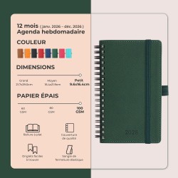 Agenda 2026: Agenda de Poche Semainier A6 Petit 16,4x9,6 cm Spirale, Planificateur Hebdomadaire D'Jan 2026 à Déc 2026(12 Mois) S