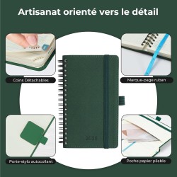 Agenda 2026: Agenda de Poche Semainier A6 Petit 16,4x9,6 cm Spirale, Planificateur Hebdomadaire D'Jan 2026 à Déc 2026(12 Mois) S