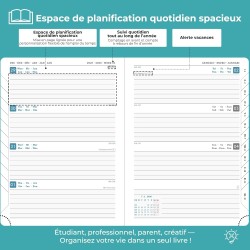 Agenda 2026: Agenda Semainier A5 Moyen 21,9x16,4 cm Spirale, Planificateur Hebdomadaire D'Jan 2026 à Déc 2026(12 Mois) Scolaire,