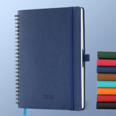 Agenda 2026: Agenda Semainier A5 Moyen 21,9x16,4 cm Spirale, Planificateur Hebdomadaire D'Jan 2026 à Déc 2026(12 Mois) Scolaire,