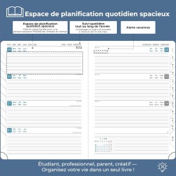 Agenda 2026: Agenda Semainier A5 Moyen 21,9x16,4 cm Spirale, Planificateur Hebdomadaire D'Jan 2026 à Déc 2026(12 Mois) Scolaire,