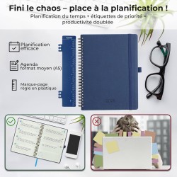 Agenda 2026: Agenda Semainier A5 Moyen 21,9x16,4 cm Spirale, Planificateur Hebdomadaire D'Jan 2026 à Déc 2026(12 Mois) Scolaire,