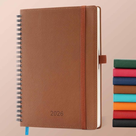 Agenda 2026: Agenda Semainier A5 Moyen 21,9x16,4 cm Spirale, Planificateur Hebdomadaire D'Jan 2026 à Déc 2026(12 Mois) Scolaire,
