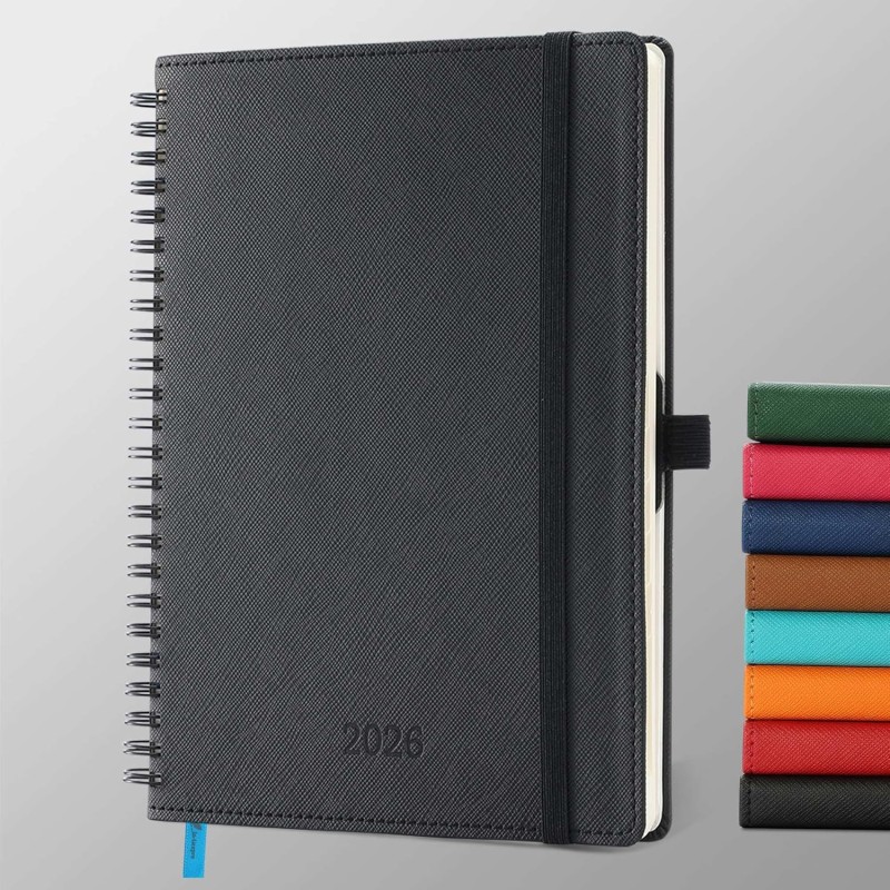 Agenda 2026: Agenda Semainier A5 Moyen 21,9x16,4 cm Spirale, Planificateur Hebdomadaire D'Jan 2026 à Déc 2026(12 Mois) Scolaire,