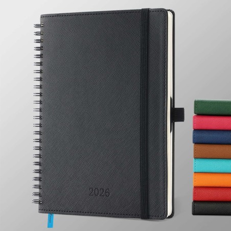Agenda 2026: Agenda Semainier A5 Moyen 21,9x16,4 cm Spirale, Planificateur Hebdomadaire D'Jan 2026 à Déc 2026(12 Mois) Scolaire,