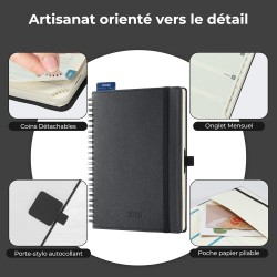 Agenda 2026: Agenda Semainier A5 Moyen 21,9x16,4 cm Spirale, Planificateur Hebdomadaire D'Jan 2026 à Déc 2026(12 Mois) Scolaire,