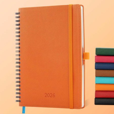 Agenda 2026: agenda semainier a5 moyen 21,9x16,4 cm spirale, planificateur hebdomadaire d'jan 2026 à déc 2026(12 mois) scolaire,