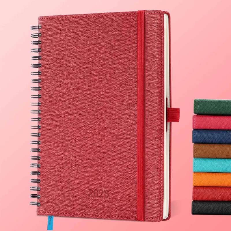 Agenda 2026: Agenda Semainier A5 Moyen 21,9x16,4 cm Spirale, Planificateur Hebdomadaire D'Jan 2026 à Déc 2026(12 Mois) Scolaire,