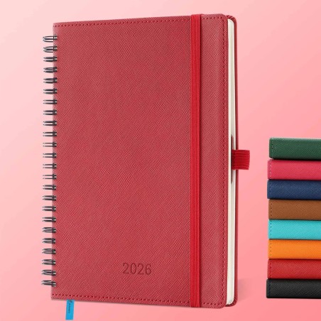 Agenda 2026: Agenda Semainier A5 Moyen 21,9x16,4 cm Spirale, Planificateur Hebdomadaire D'Jan 2026 à Déc 2026(12 Mois) Scolaire,