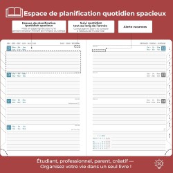 Agenda 2026: Agenda Semainier A5 Moyen 21,9x16,4 cm Spirale, Planificateur Hebdomadaire D'Jan 2026 à Déc 2026(12 Mois) Scolaire,
