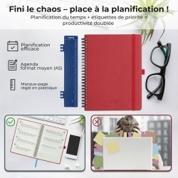 Agenda 2026: Agenda Semainier A5 Moyen 21,9x16,4 cm Spirale, Planificateur Hebdomadaire D'Jan 2026 à Déc 2026(12 Mois) Scolaire,