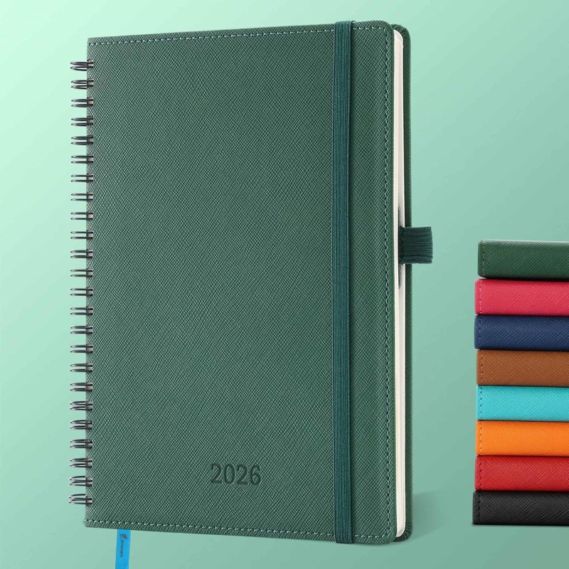 Agenda 2026: Agenda Semainier A5 Moyen 21,9x16,4 cm Spirale, Planificateur Hebdomadaire D'Jan 2026 à Déc 2026(12 Mois) Scolaire,