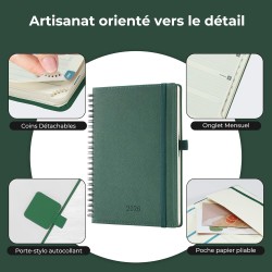 Agenda 2026: Agenda Semainier A5 Moyen 21,9x16,4 cm Spirale, Planificateur Hebdomadaire D'Jan 2026 à Déc 2026(12 Mois) Scolaire,