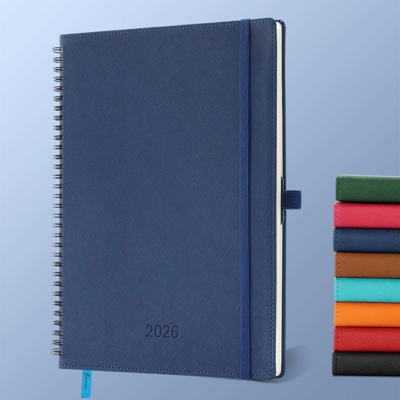 Agenda 2026: Agenda Semainier A4 Grande 29x21,7 cm Spirale, Planificateur Hebdomadaire D'Jan 2026 à Déc 2026(12 Mois) Scolaire, 