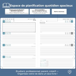 Agenda 2026: Agenda Semainier A4 Grande 29x21,7 cm Spirale, Planificateur Hebdomadaire D'Jan 2026 à Déc 2026(12 Mois) Scolaire, 