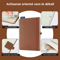 Agenda 2026: Agenda Semainier A4 Grande 29x21,7 cm Spirale, Planificateur Hebdomadaire D'Jan 2026 à Déc 2026(12 Mois) Scolaire, 