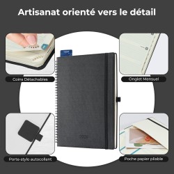 Agenda 2026: Agenda Semainier A4 Grande 29x21,7 cm Spirale, Planificateur Hebdomadaire D'Jan 2026 à Déc 2026(12 Mois) Scolaire, 