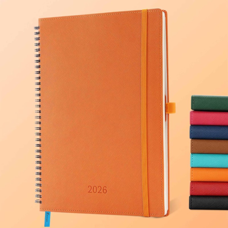 Agenda 2026: agenda semainier a4 grande 29x21,7 cm spirale, planificateur hebdomadaire d'jan 2026 à déc 2026(12 mois) scolaire, 