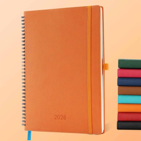 Agenda 2026: agenda semainier a4 grande 29x21,7 cm spirale, planificateur hebdomadaire d'jan 2026 à déc 2026(12 mois) scolaire, 