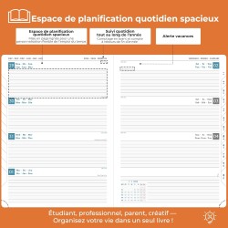 Agenda 2026: agenda semainier a4 grande 29x21,7 cm spirale, planificateur hebdomadaire d'jan 2026 à déc 2026(12 mois) scolaire, 