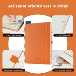 Agenda 2026: agenda semainier a4 grande 29x21,7 cm spirale, planificateur hebdomadaire d'jan 2026 à déc 2026(12 mois) scolaire, 