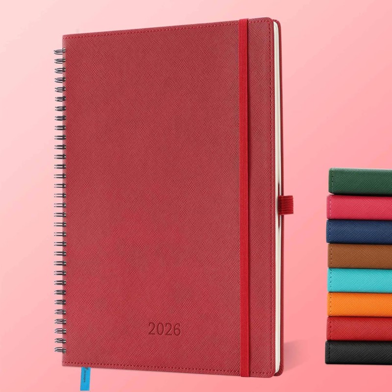 Agenda 2026: Agenda Semainier A4 Grande 29x21,7 cm Spirale, Planificateur Hebdomadaire D'Jan 2026 à Déc 2026(12 Mois) Scolaire, 