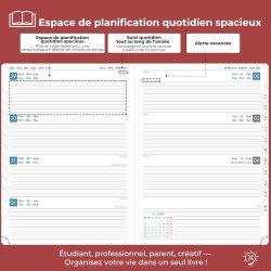 Agenda 2026: Agenda Semainier A4 Grande 29x21,7 cm Spirale, Planificateur Hebdomadaire D'Jan 2026 à Déc 2026(12 Mois) Scolaire, 
