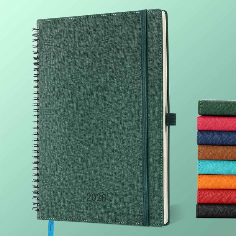 Agenda 2026: Agenda Semainier A4 Grande 29x21,7 cm Spirale, Planificateur Hebdomadaire D'Jan 2026 à Déc 2026(12 Mois) Scolaire, 
