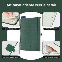 Agenda 2026: Agenda Semainier A4 Grande 29x21,7 cm Spirale, Planificateur Hebdomadaire D'Jan 2026 à Déc 2026(12 Mois) Scolaire, 