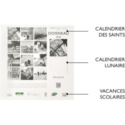 DRAEGER PARIS 1886 - Grand Calendrier mural 28x29 cm 2026 - Thème Doisneau - 12 mois - Papier FSC - Illustrations détachables