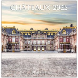 DRAEGER PARIS 1886 - Grand Calendrier Mural 2025 29x29 cm - Thème Château - 12 Photos - Septembre 2024-Décembre 2025-7 Langues -